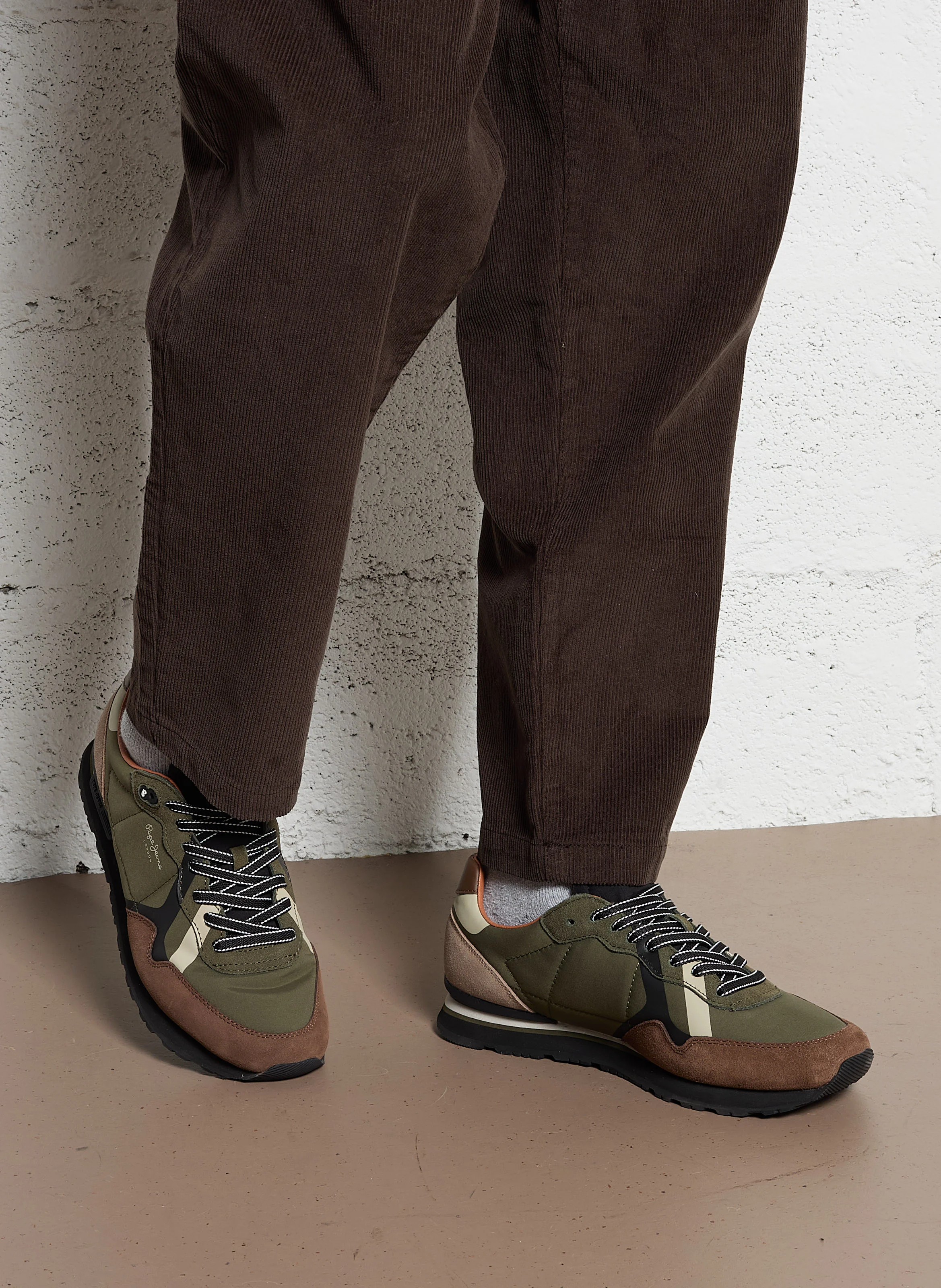 BRIT ROAD M - Baskets basses bi-matière imprimé | Marron