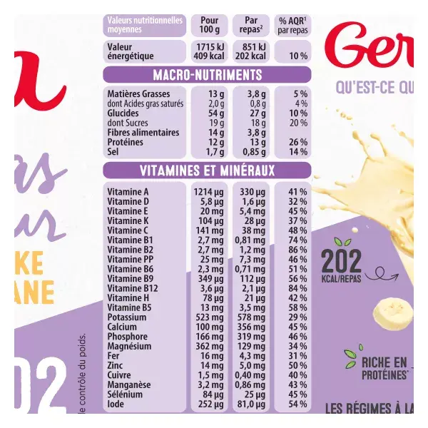 Gerlinéa Repas Minceur Milk-Shake Banane 436g