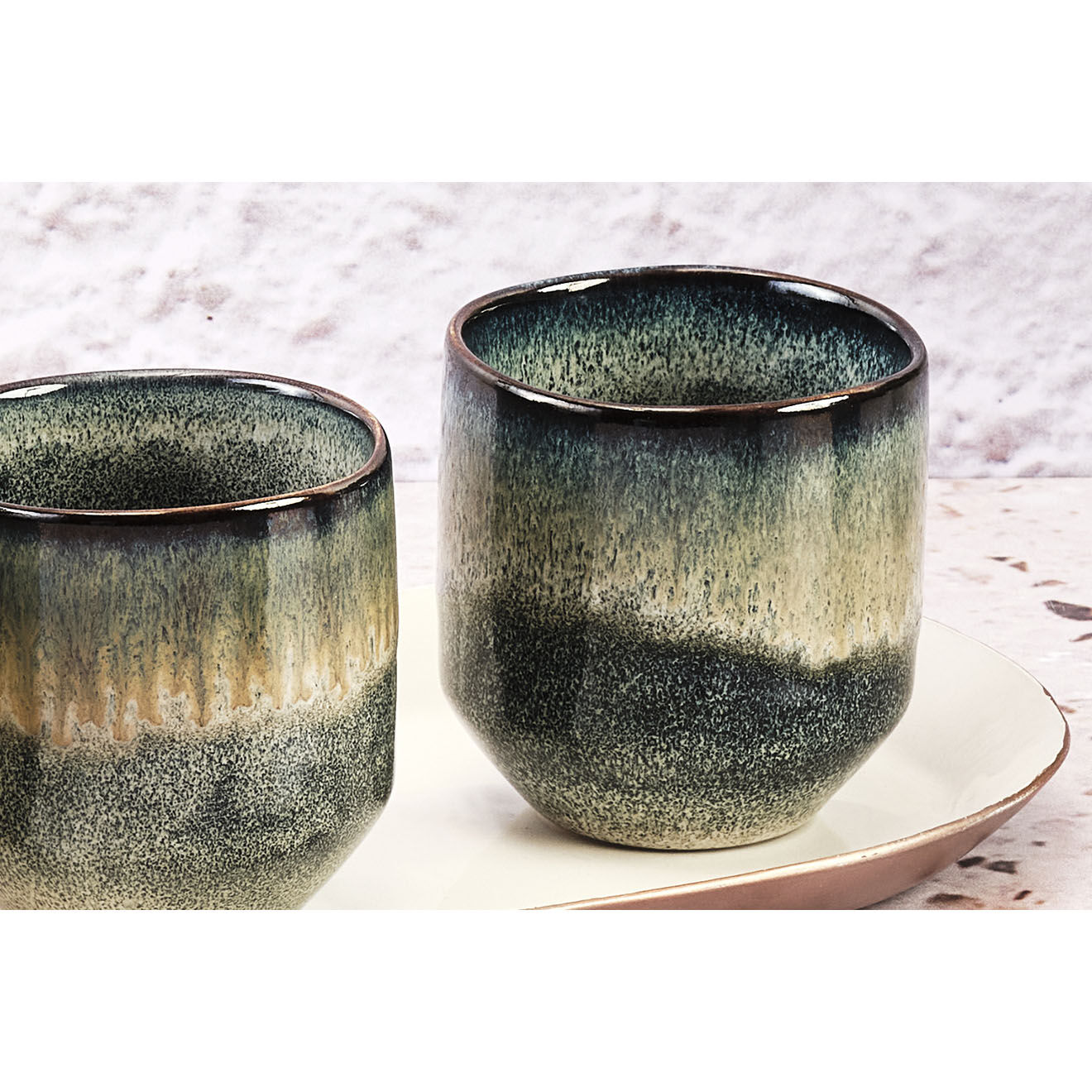 Bjorn 6 Tasses Genesis bleu/gris kaki - 15 cl