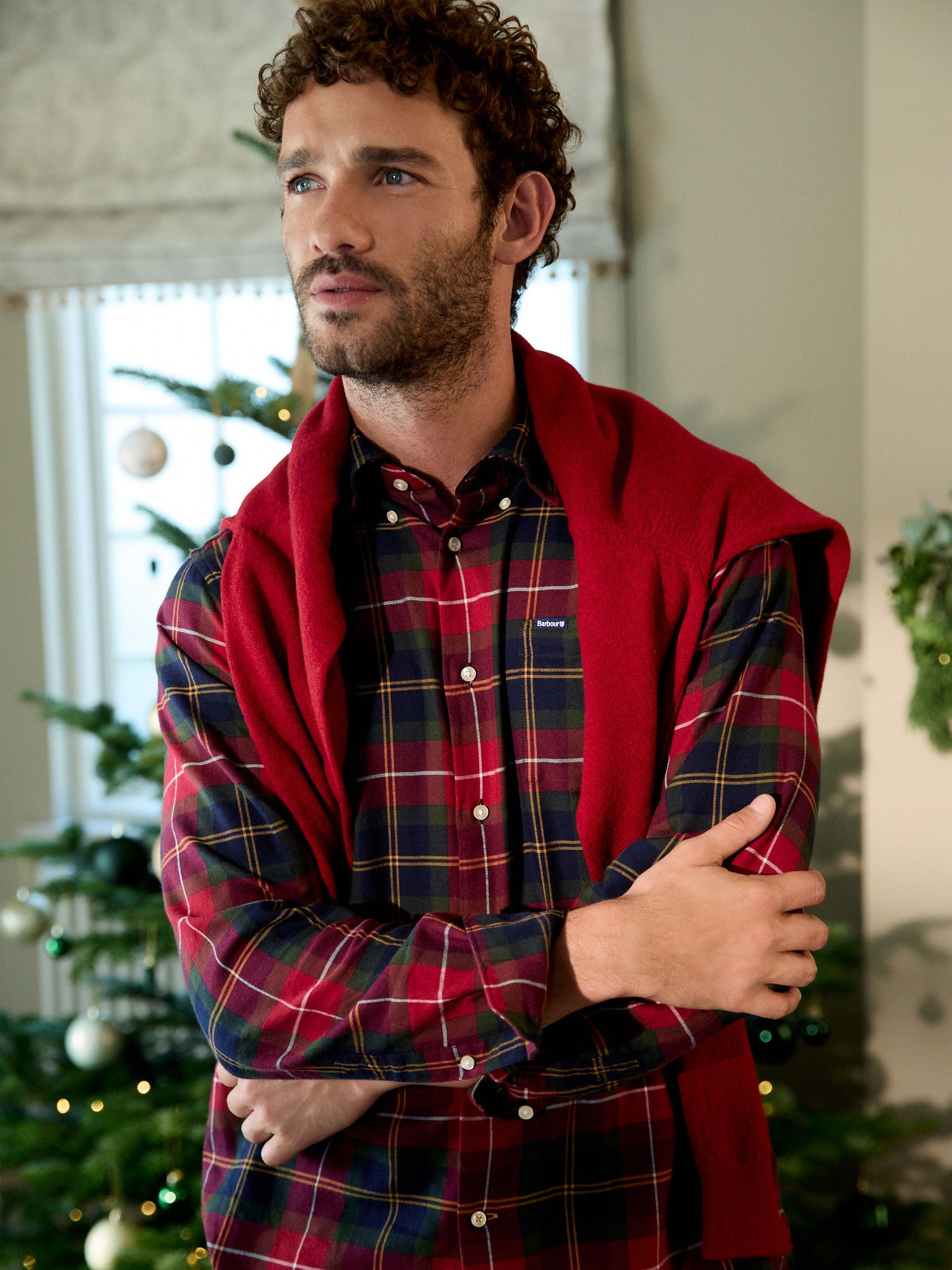 Rood - Barbour® Fortrose Tailored overhemd met Schotse ruit