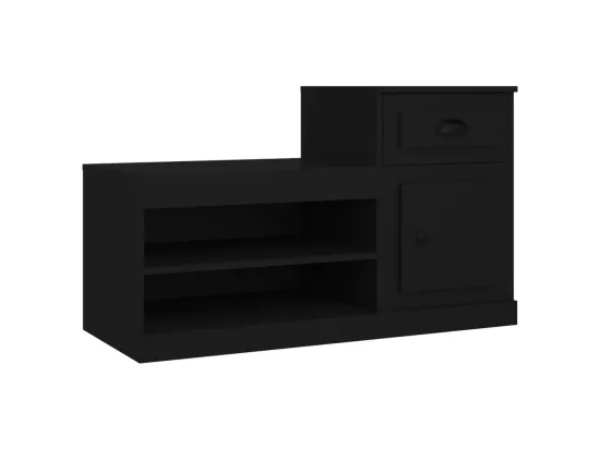 Armoire à chaussures noir 100x42x60 cm bois d'ingénierie