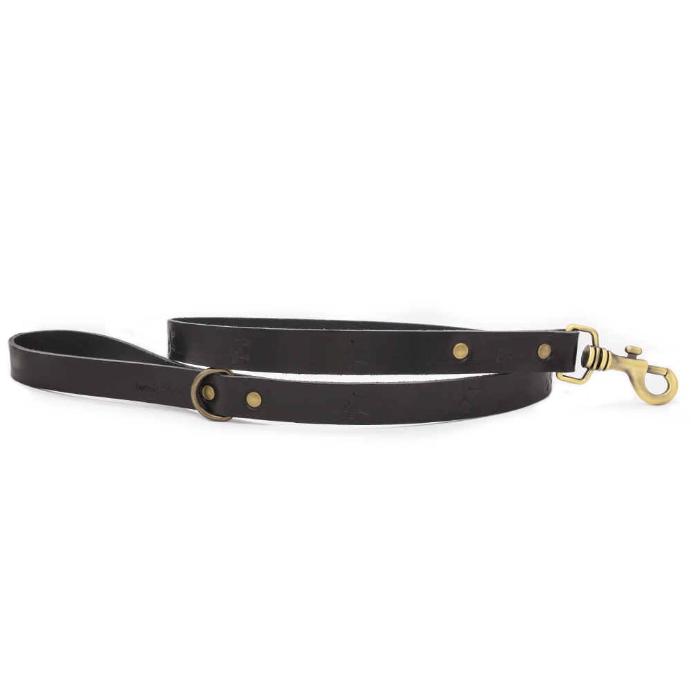 Guia para cães Bark Gaucho Premium em couro preto