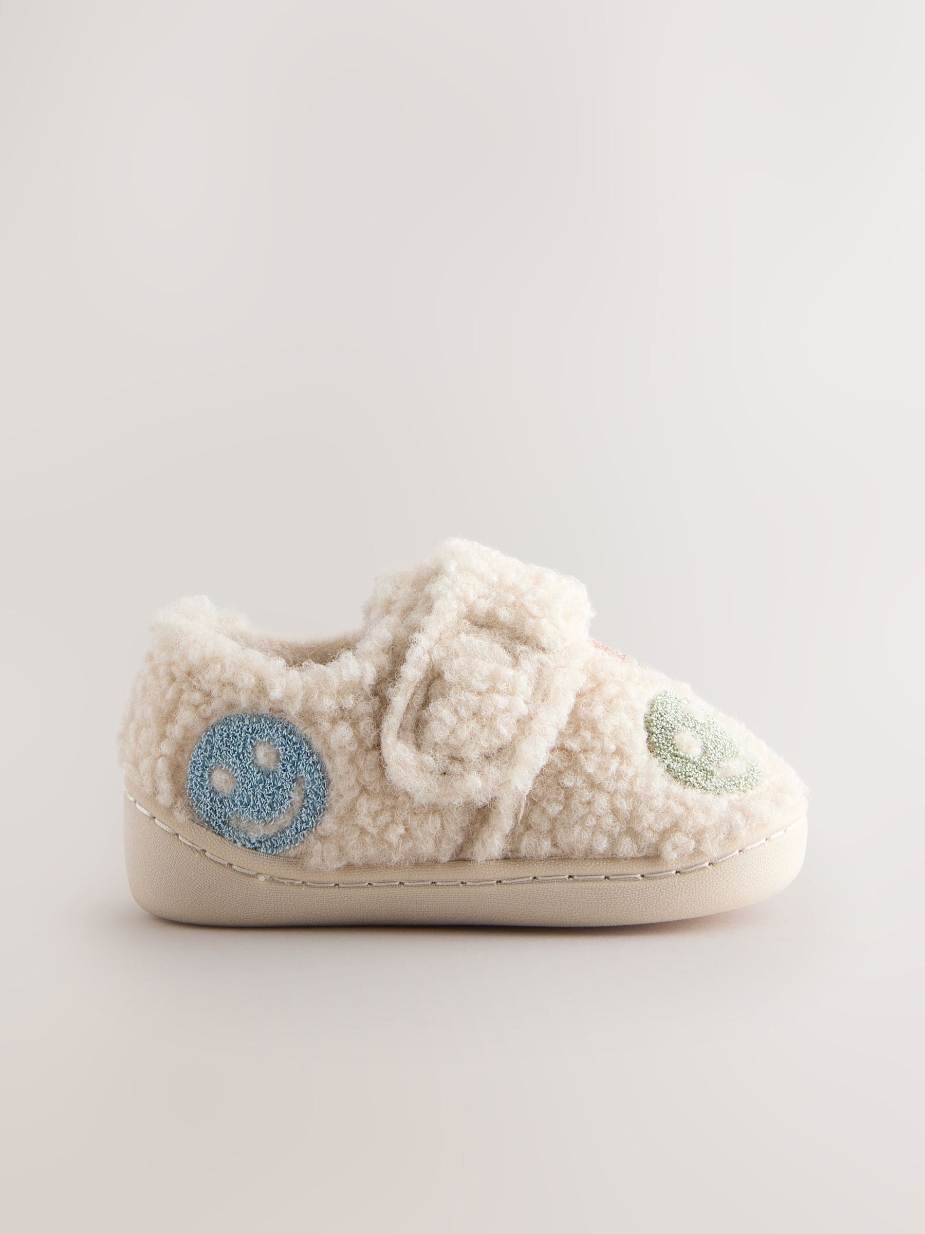 Neutraal met blije gezicht-print - Warm gevoerde pantoffels met kuipzool