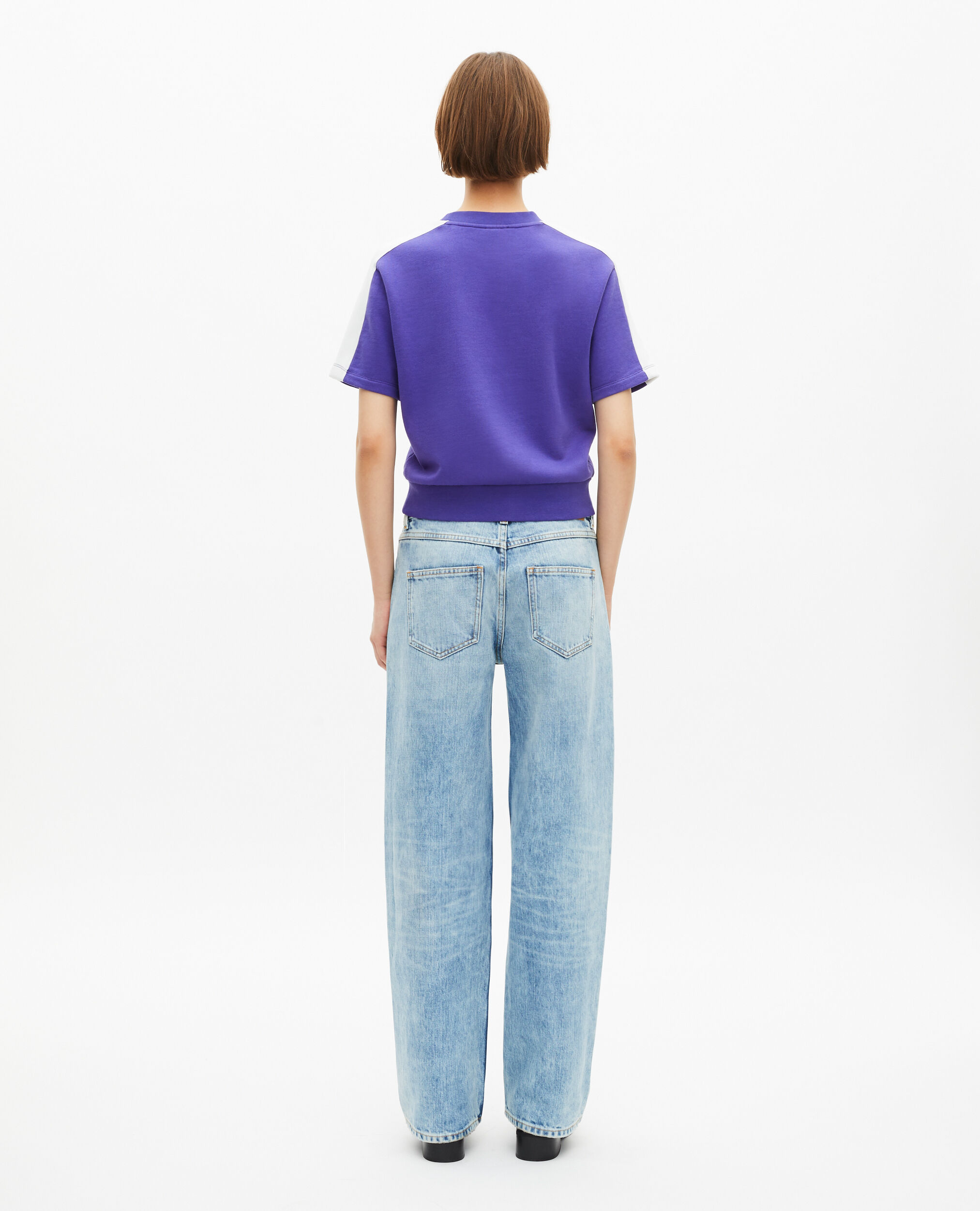 Sweatshirt manches courtes avec sérigraphie violet