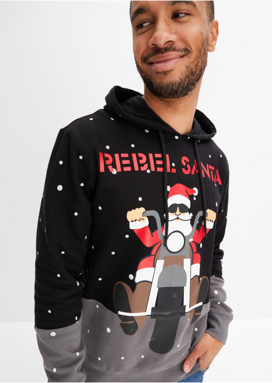 Sweat à capuche en coton bio avec motif de Noël