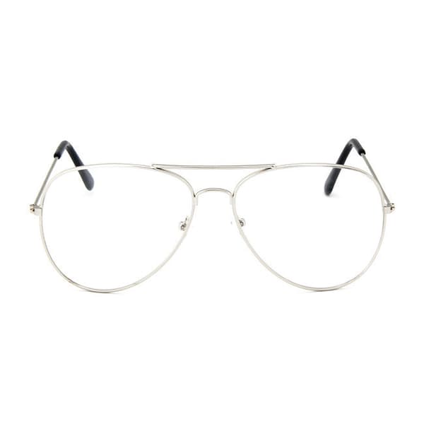 Retro pilot aviatorglass sølvklart glass uten styrke
