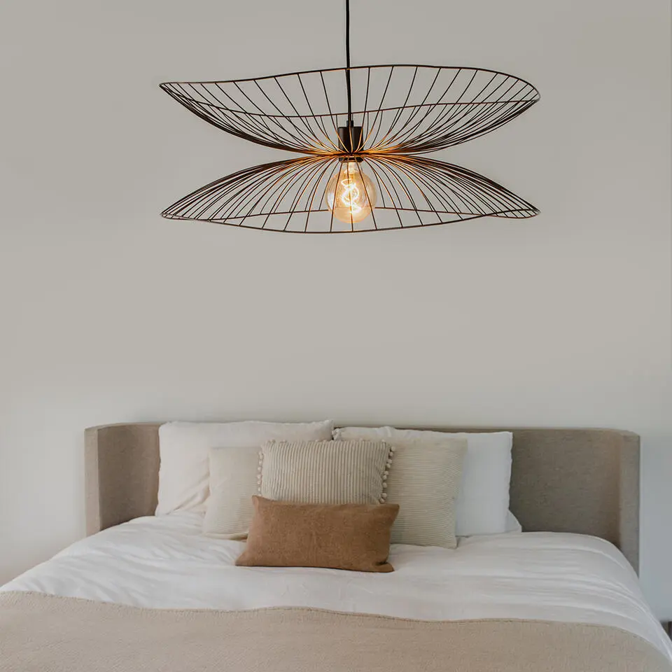 Qazqa hanglampen pua bruin e27