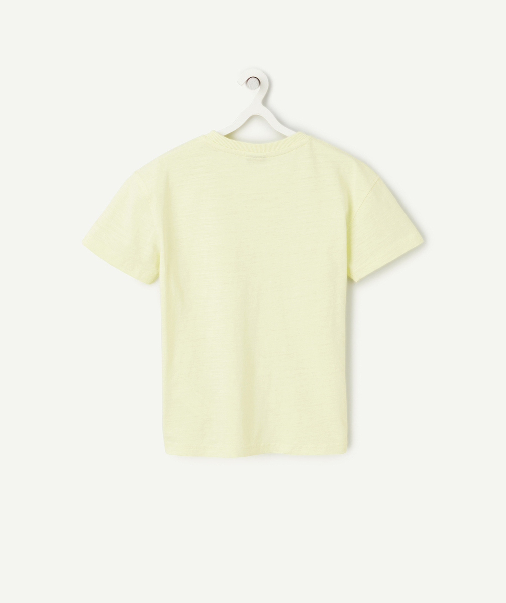 t-shirt manches courtes garçon en coton bio jaune acide