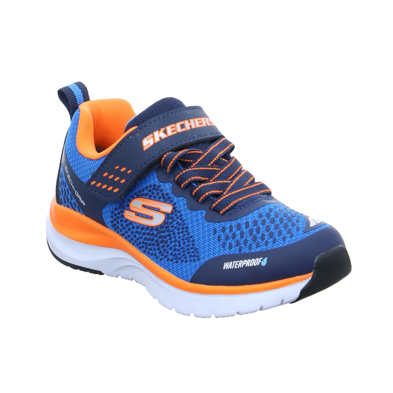 SKECHERS Jungen-Halbschuh Klett Blau Textil  Sneaker Waterproof