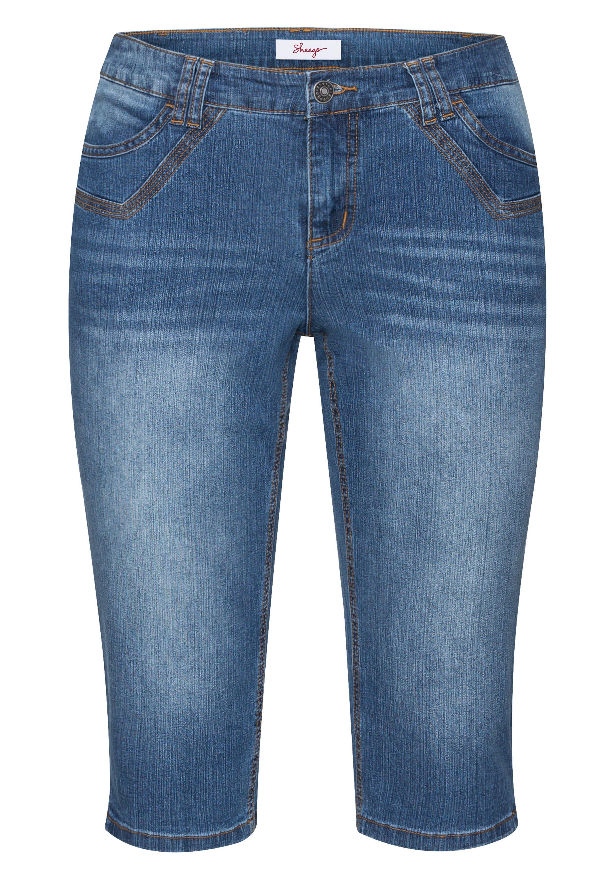 Caprijeans in schmaler, knielanger Form