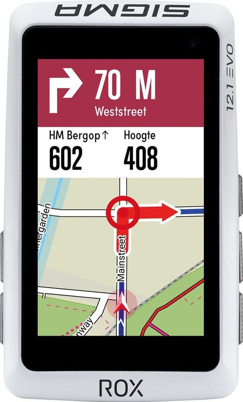 Sigma ROX Evo GPS Fietscomputer White long Butler GPS out front houder