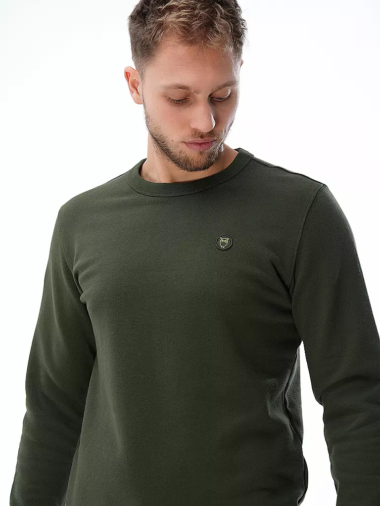 KNOWLEDGE COTTON APPAREL Sweater ERIK dunkelgrün