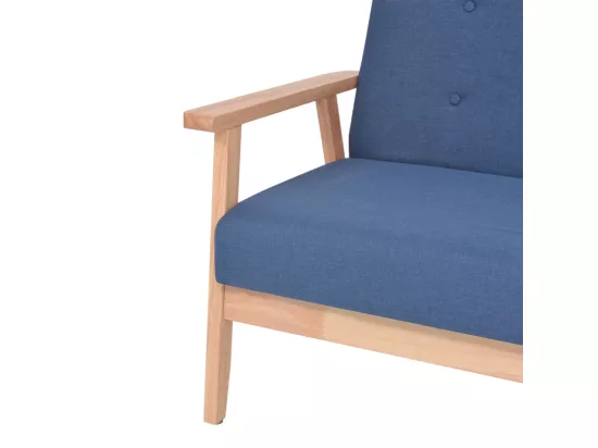 NETTLIFE Ensemble de canapé 3 pcs Tissu bleu