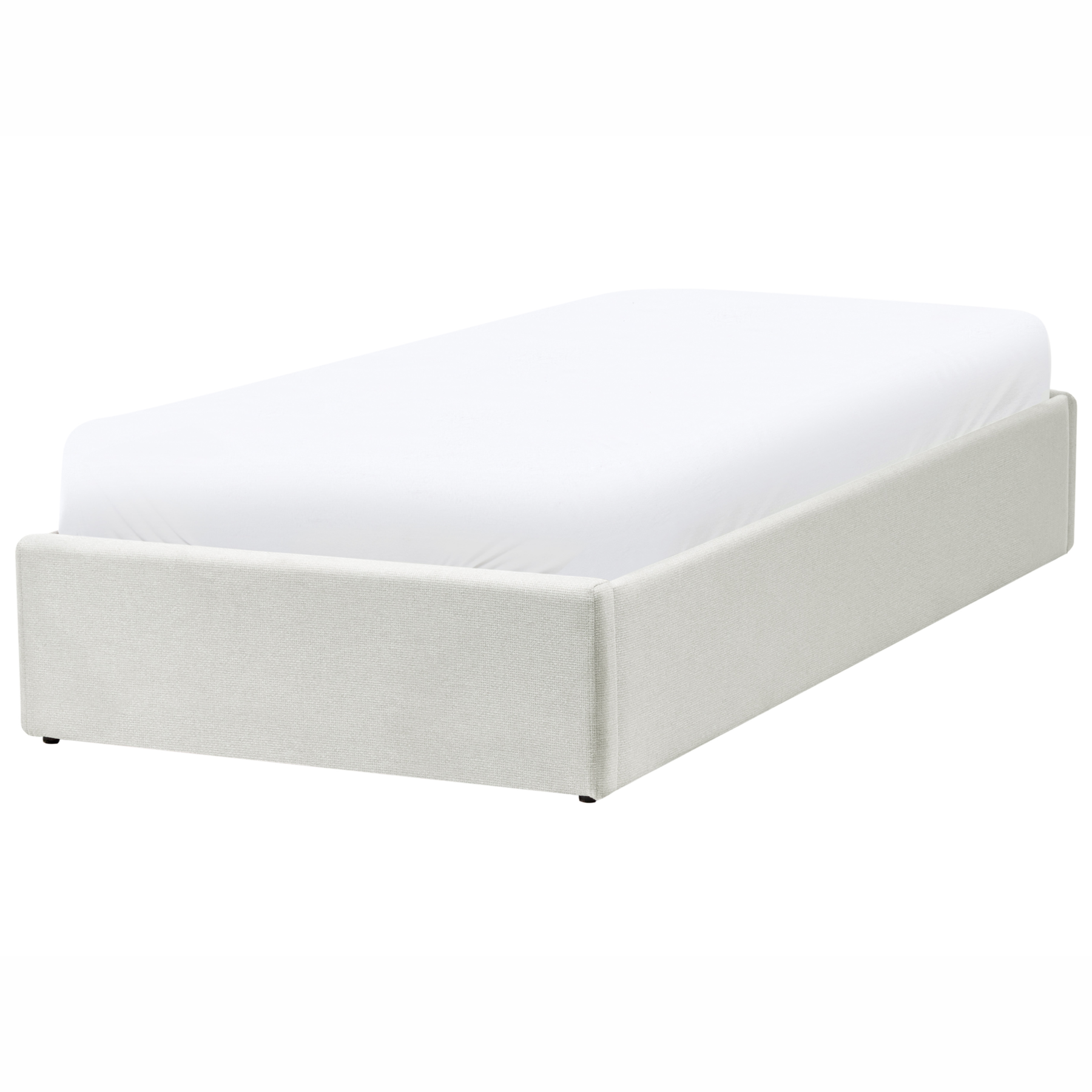 Beliani-DINAN-Eenpersoonsbed-Lichtbeige-90 x 200 cm-Polyester
