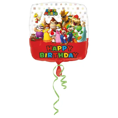 amscan Folienballon Mario Bros Happy Birthday, 43 cm