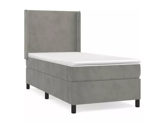 Sommier à lattes de lit et matelas Gris clair 100x200cm Velours
