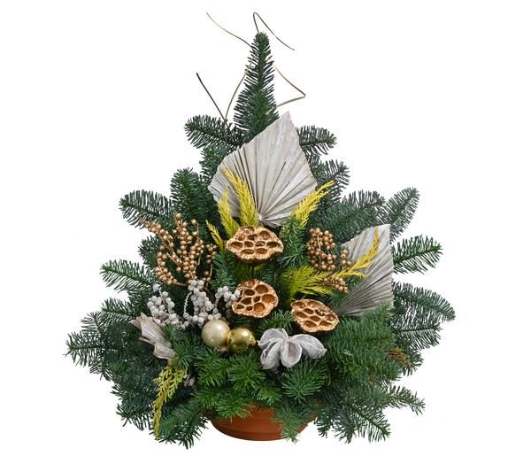 Weihnachtliches Grabgesteck, weiß, ca.