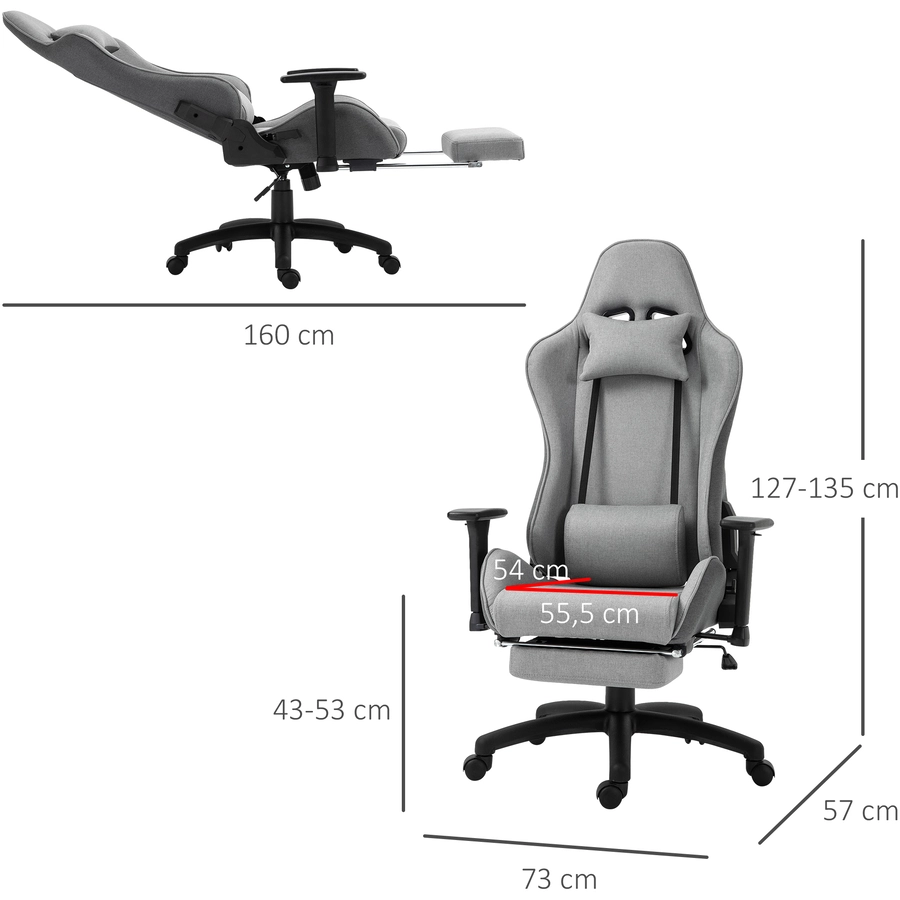 Vinsetto Bürostuhl mit Wippfunktion grau
