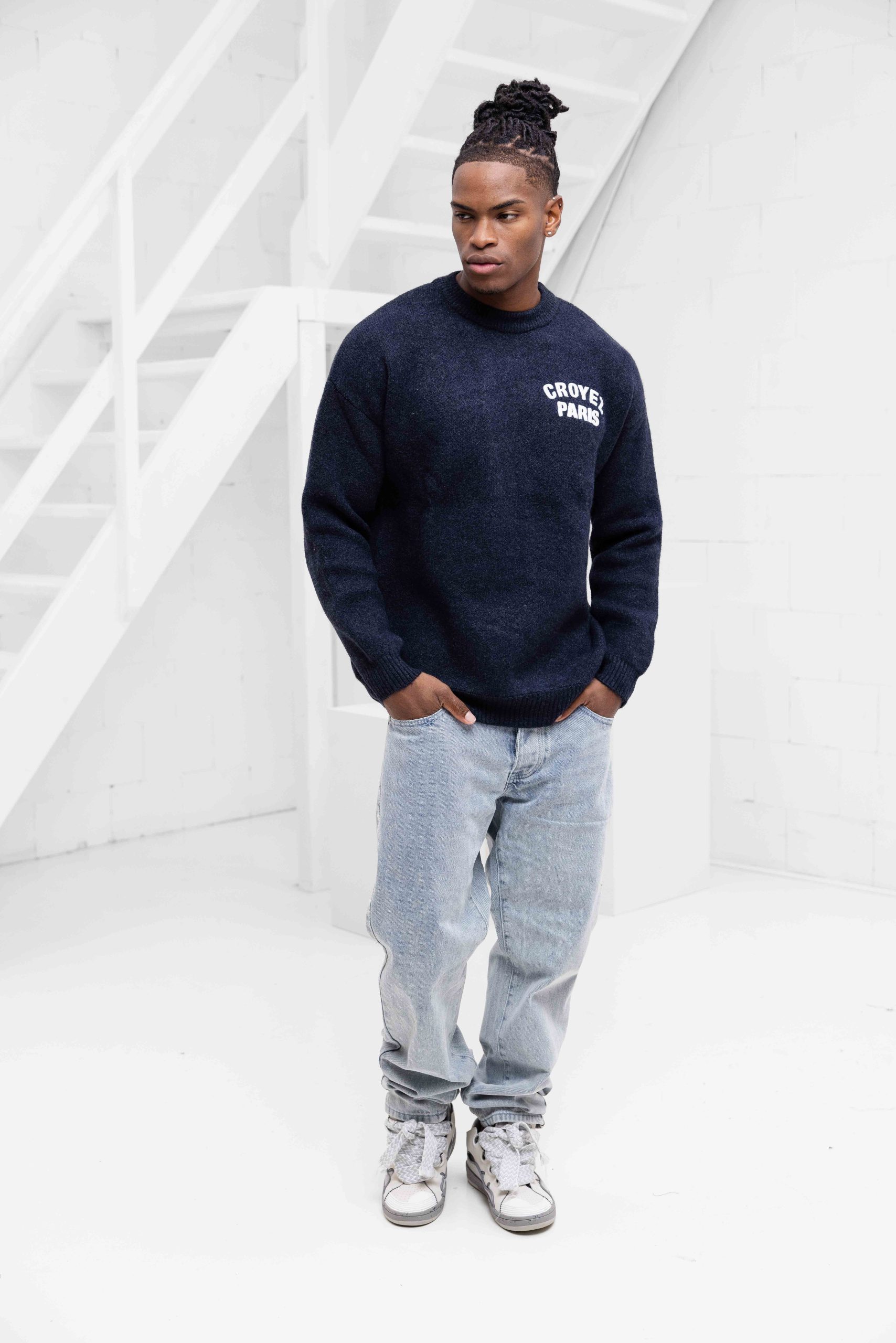 Croyez Paris Knit Sweater Heren Donkerblauw