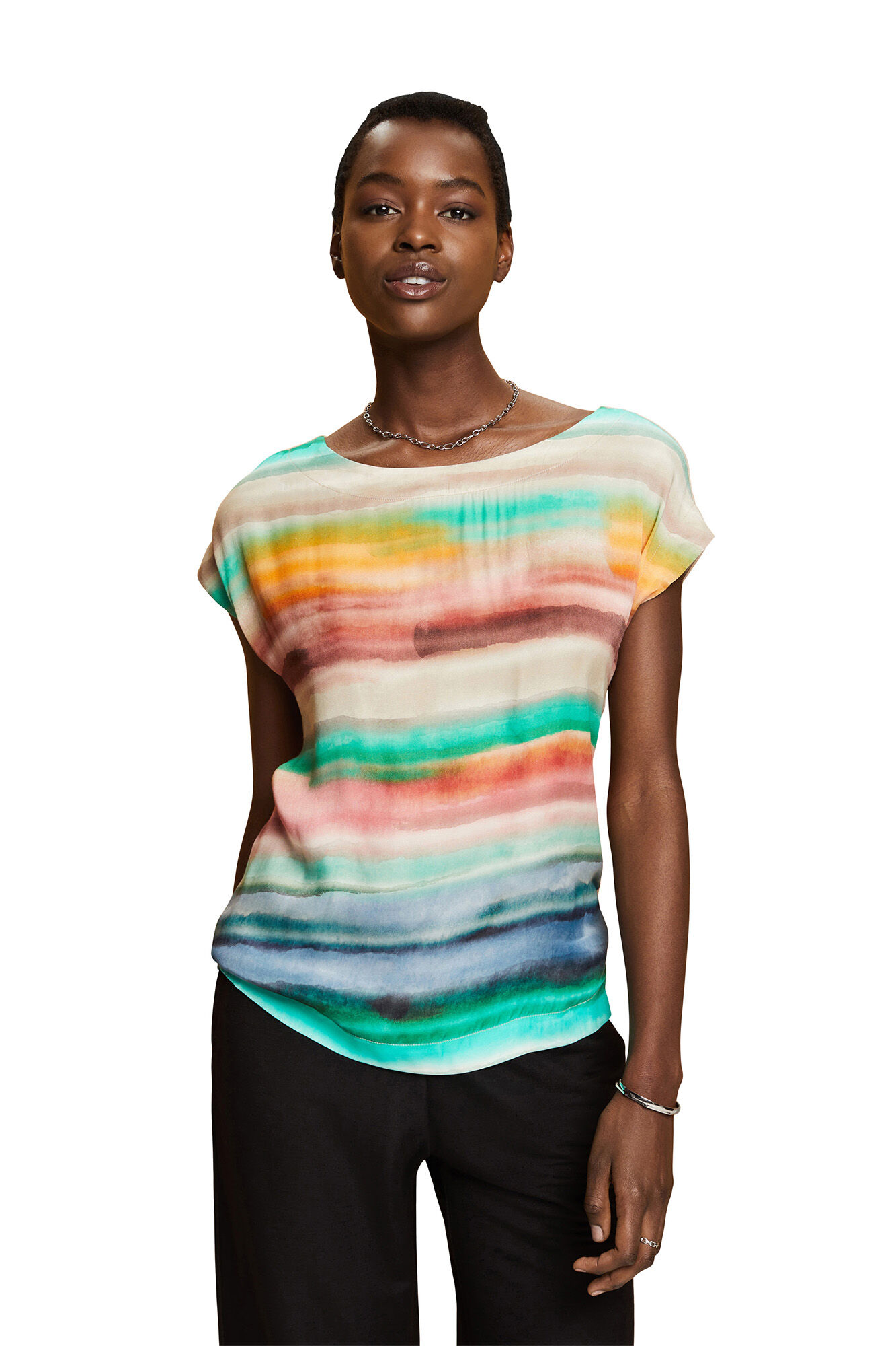 Blusa de viscose com estampa degradê - Multicolorida