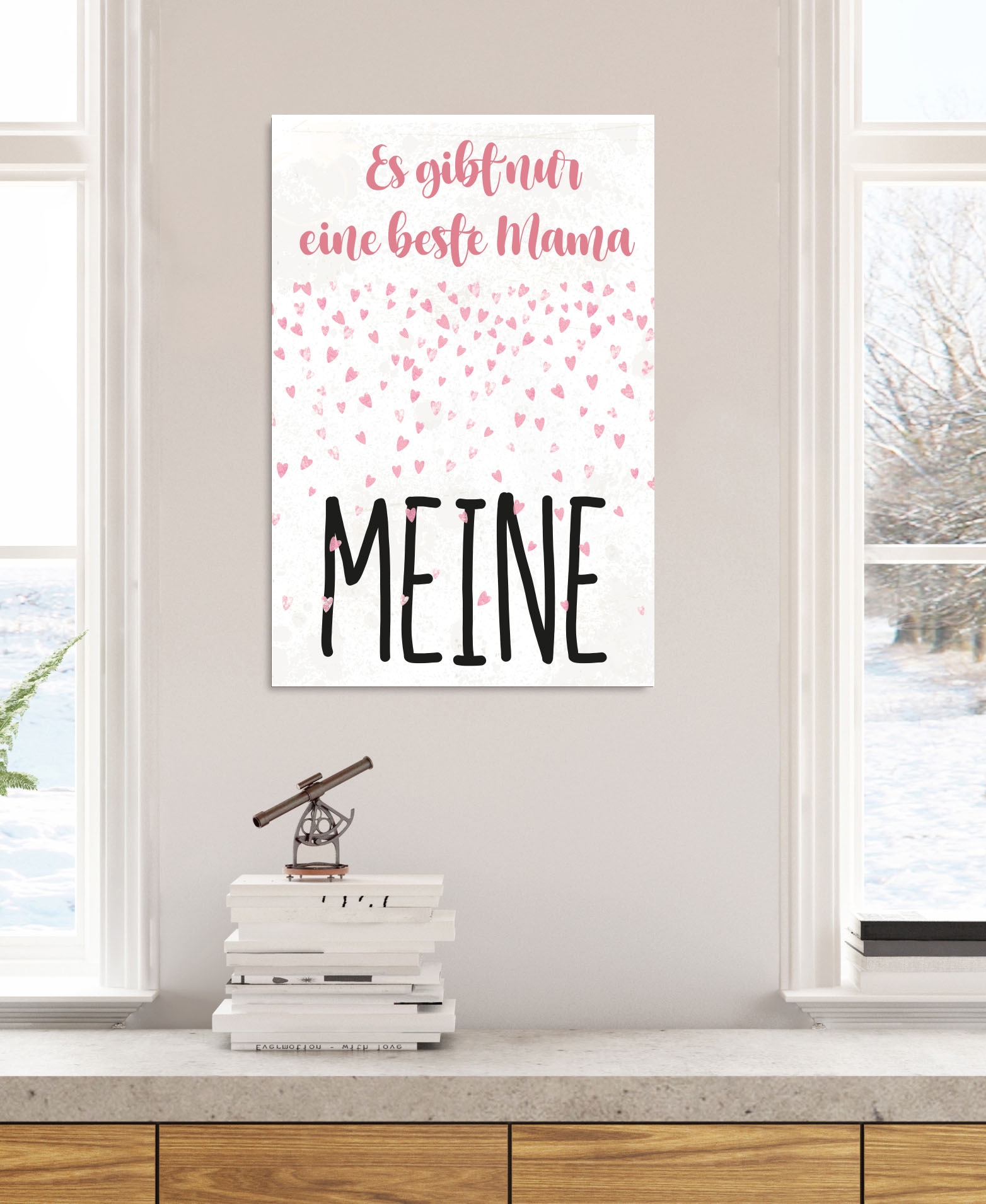 queence Metallbild »Mama« Herzen | Schriftzug | Sprüche | Sprüche & Texte 1 Stk. tlg. Stahlschild, Blechschild, Sprüche, Texte, Mama