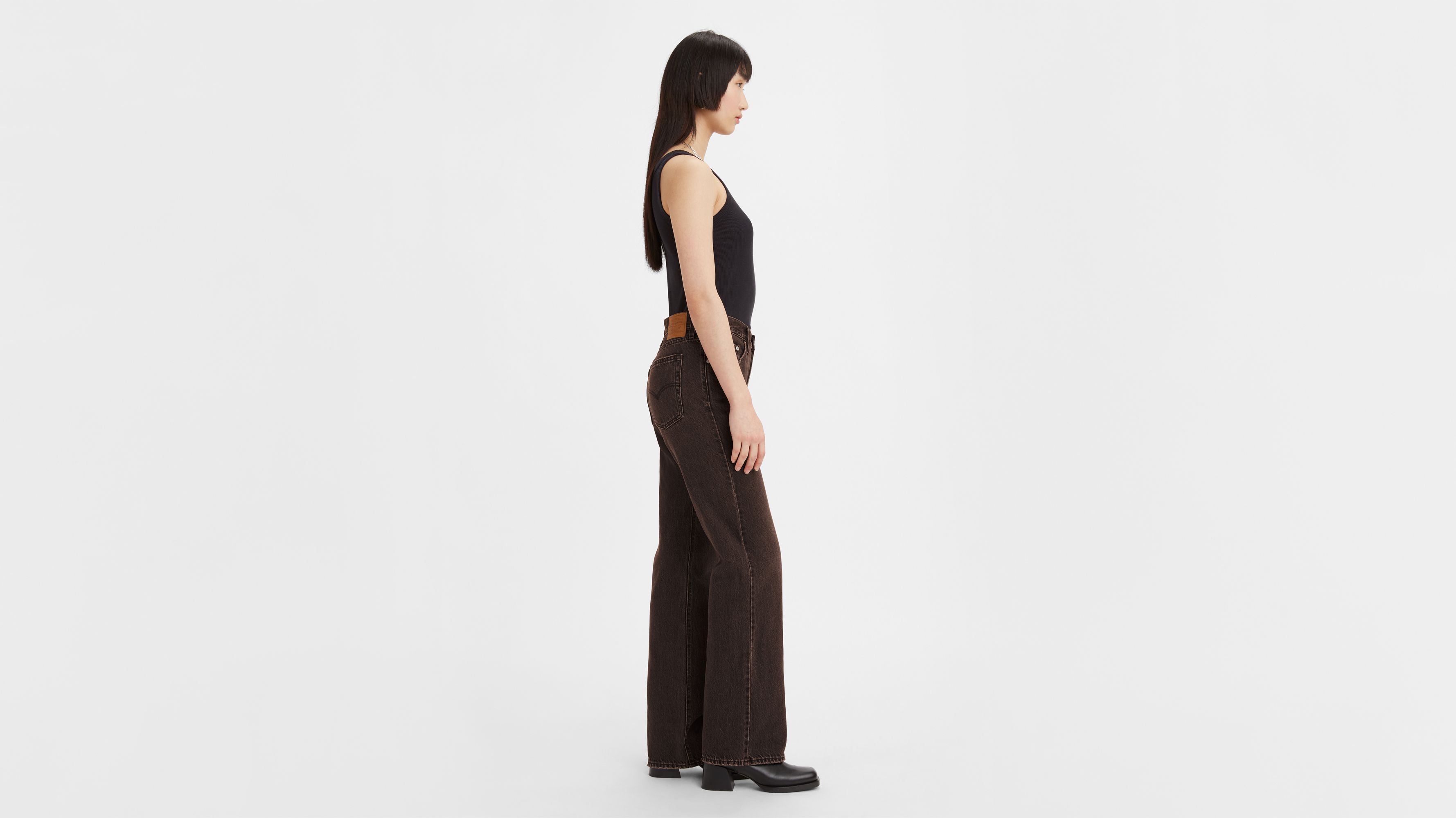 Jean Baggy Bootcut - Brown Acid Wash - Marron