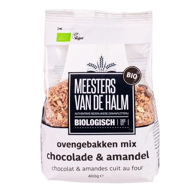 De Halm Ovengebakken mix chocolade/amandel (bio) 400 gram