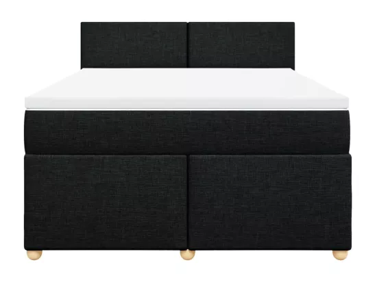 Sommier à lattes de lit avec matelas Noir 160x200 cm Tissu