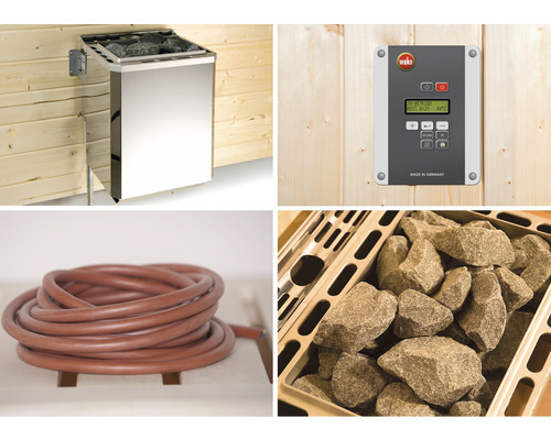 Weka Varberg 1 modulaire sauna zonder oven, met raam en grafietkleurige volledig glazen deur