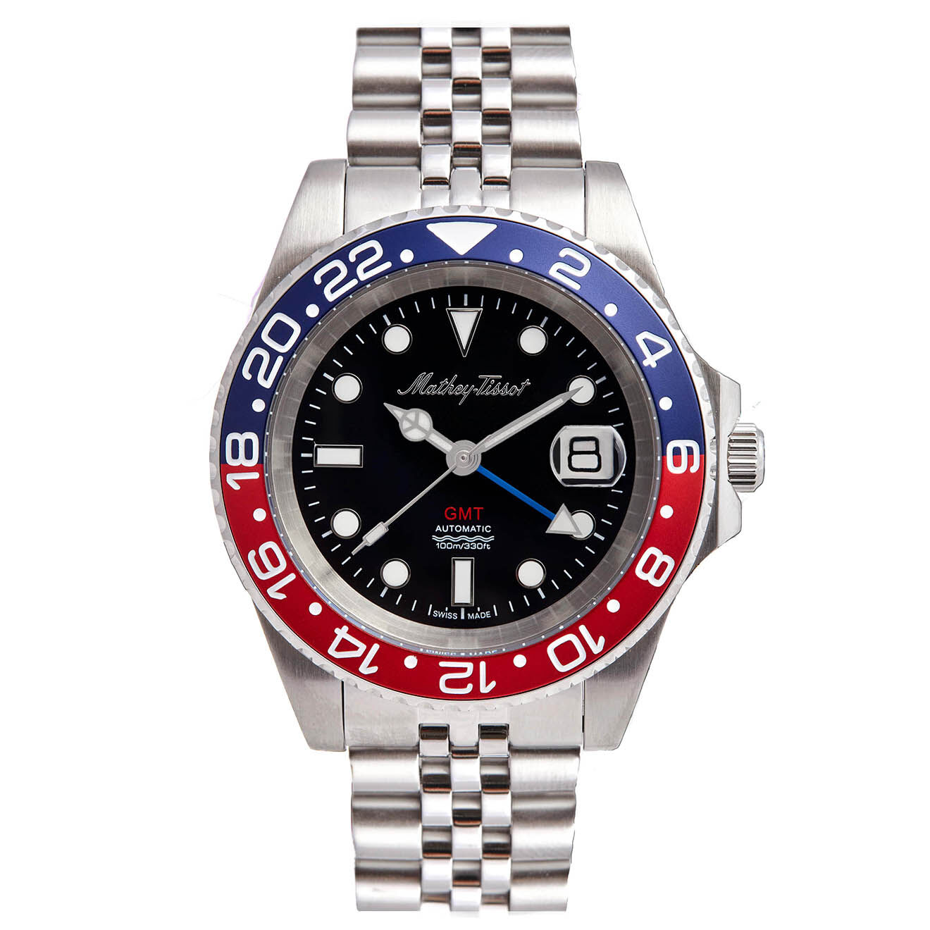 Mathey-Tissot Montre Homme Automatique en Acier GMT Automatic argentée
