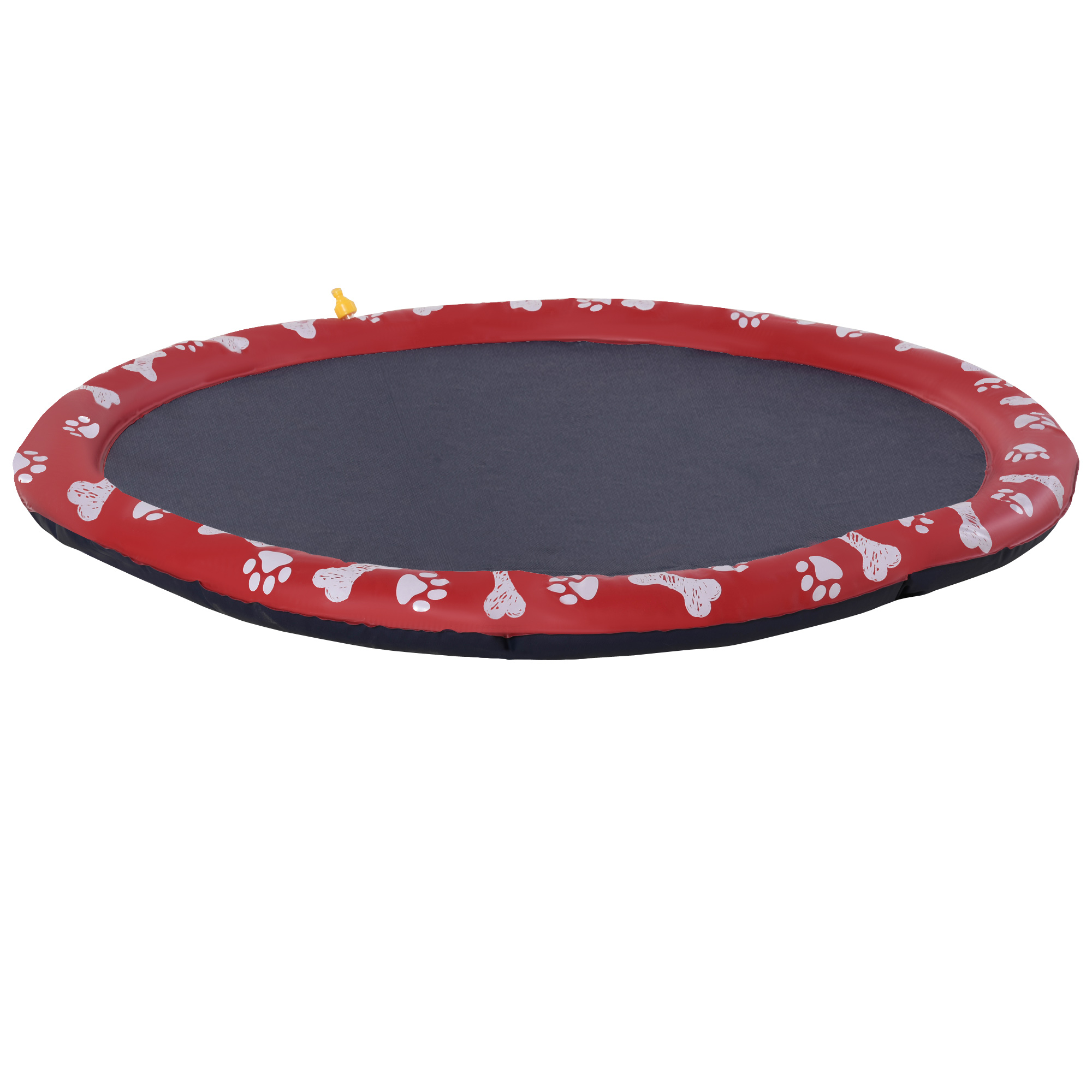 Tapete de água portátil PawHut Splash Pad de 150 cm com aspersor e pulverizador, ideal para brincar no verão com cães e outros animais de estimação, na cor vermelha.