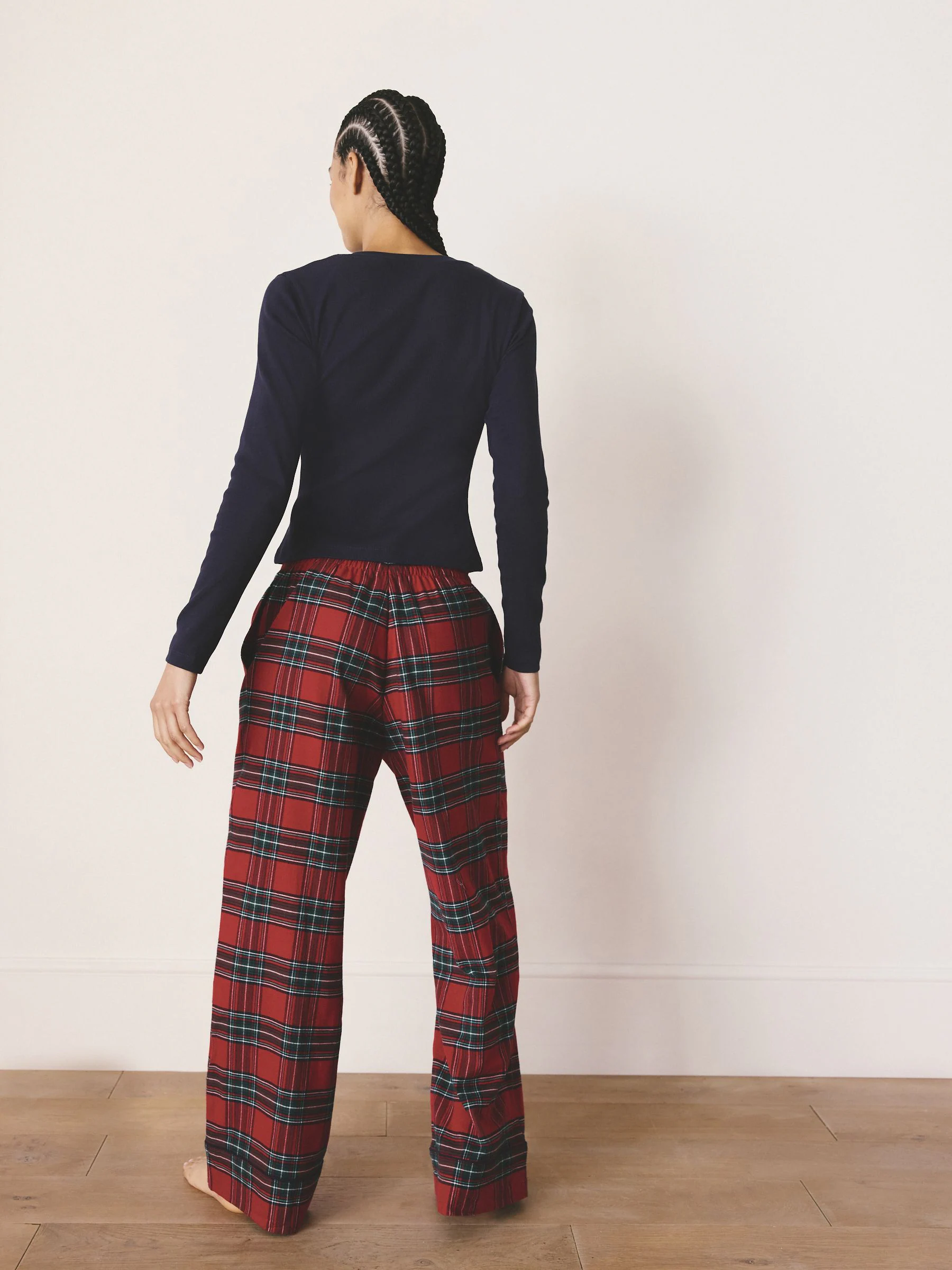 Rood met Schotse ruit - Matching Family Kerstmis pyjama met lange mouwen