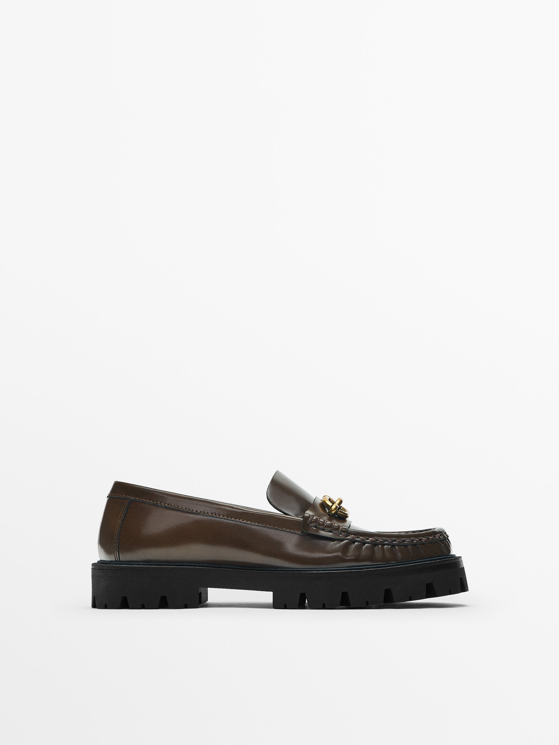 Mocassim super track de couro - MARRÓN