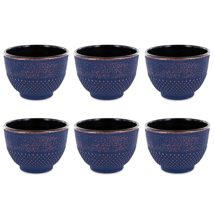 6 tasses en fonte de Chine bleu & bronze 15 cl Aromandise