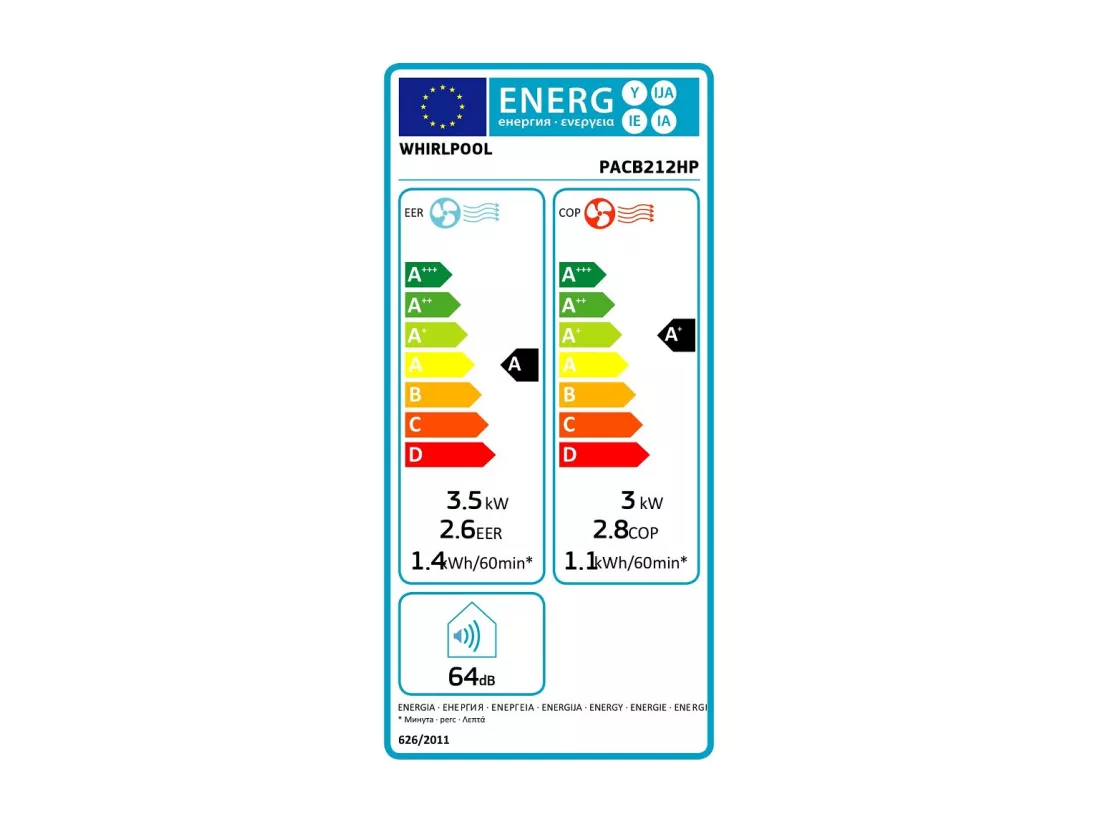 Climatiseur mobile réservible climatisation + chauffage PACB212HP Noir