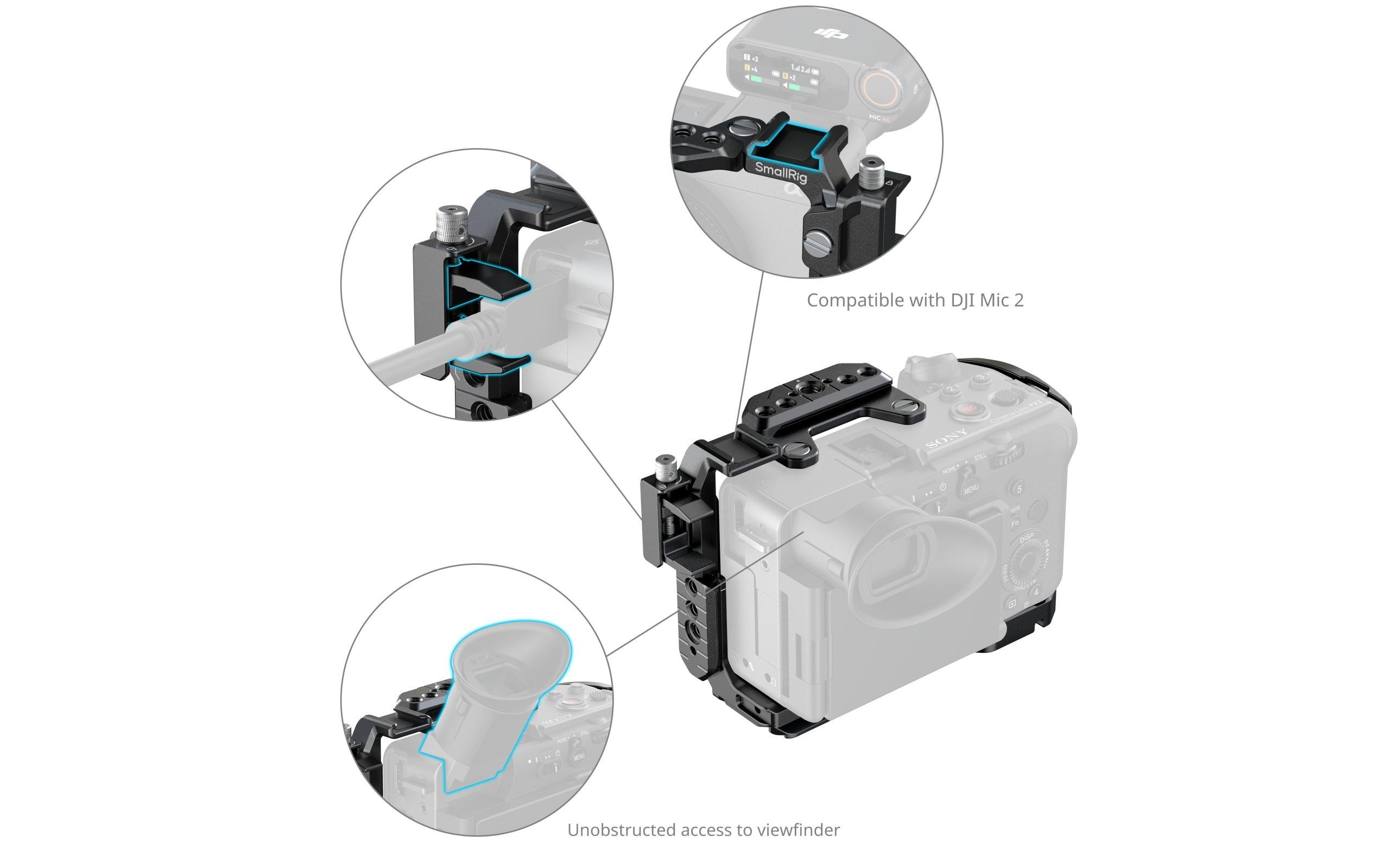 Advanced Cage Kit mit Batterieplatte für Sony FX2 5590<br>Bietet umfassenden Schutz und zahlreiche Befestigungsmöglichkeiten