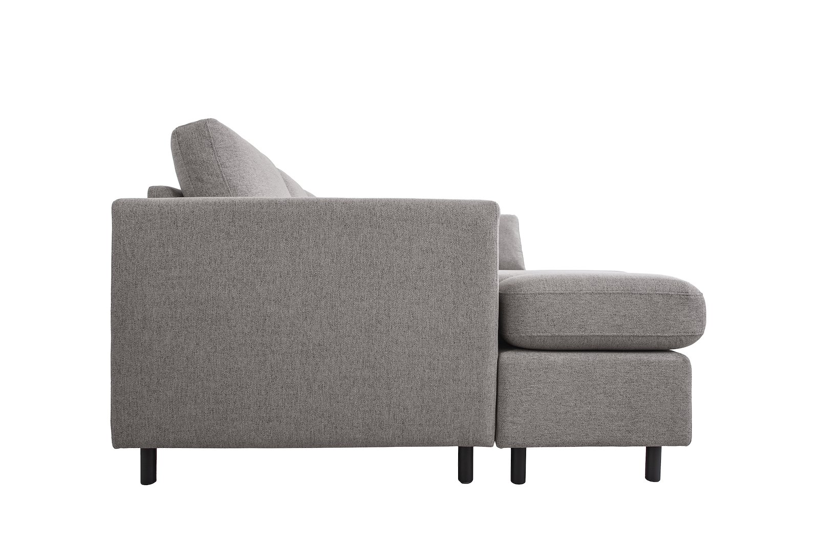 Oslo Plus U-sofa Sjeseong venstre med 2-seter og åpen ende høyre. Tekstil Neve 85 Steel Grey med sorte ben