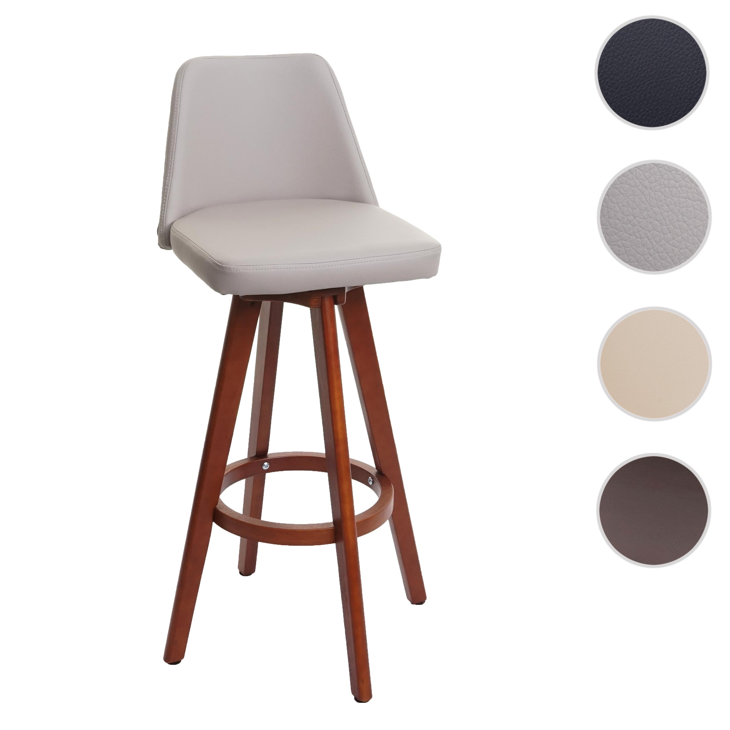 Barhocker MCW-C43, Barstuhl Tresenhocker, Holz Kunstleder drehbar ~ taupe
