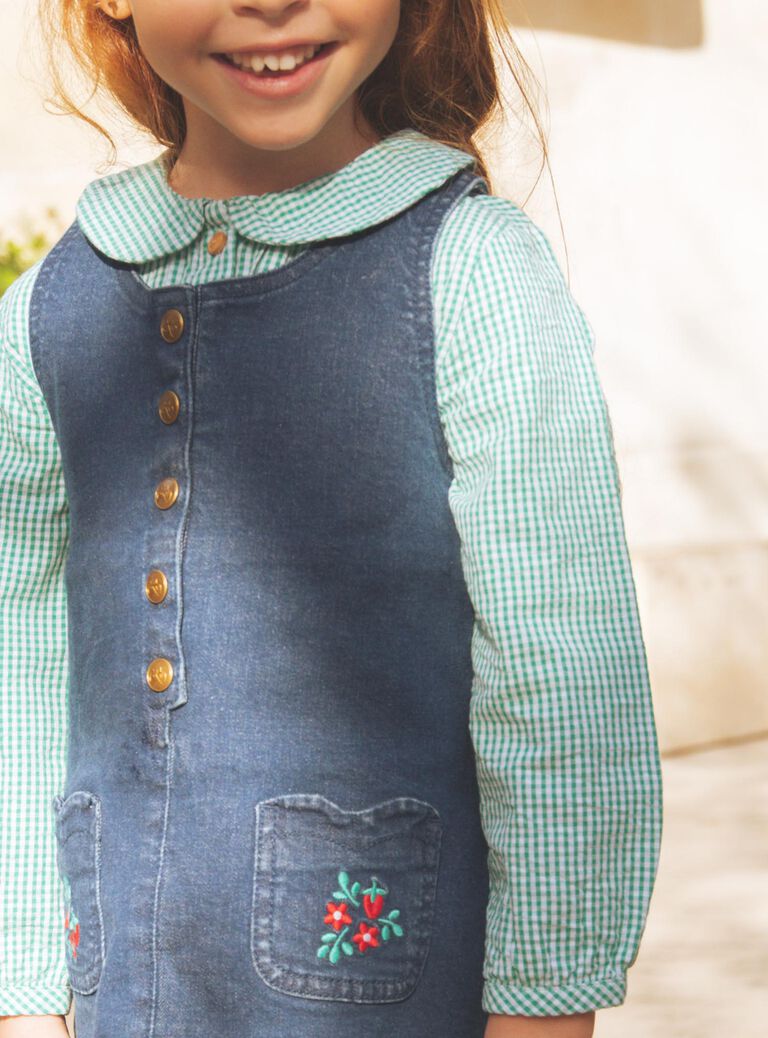 Robe chasuble en denim bleu foncé