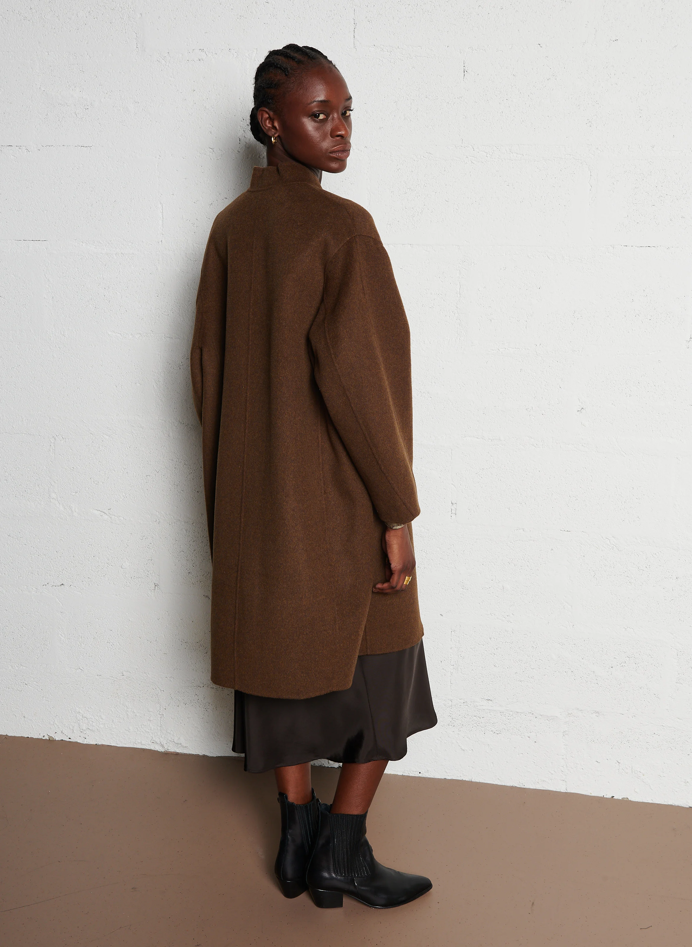 BEAULIEU - Manteau long en laine mélangée | Marron