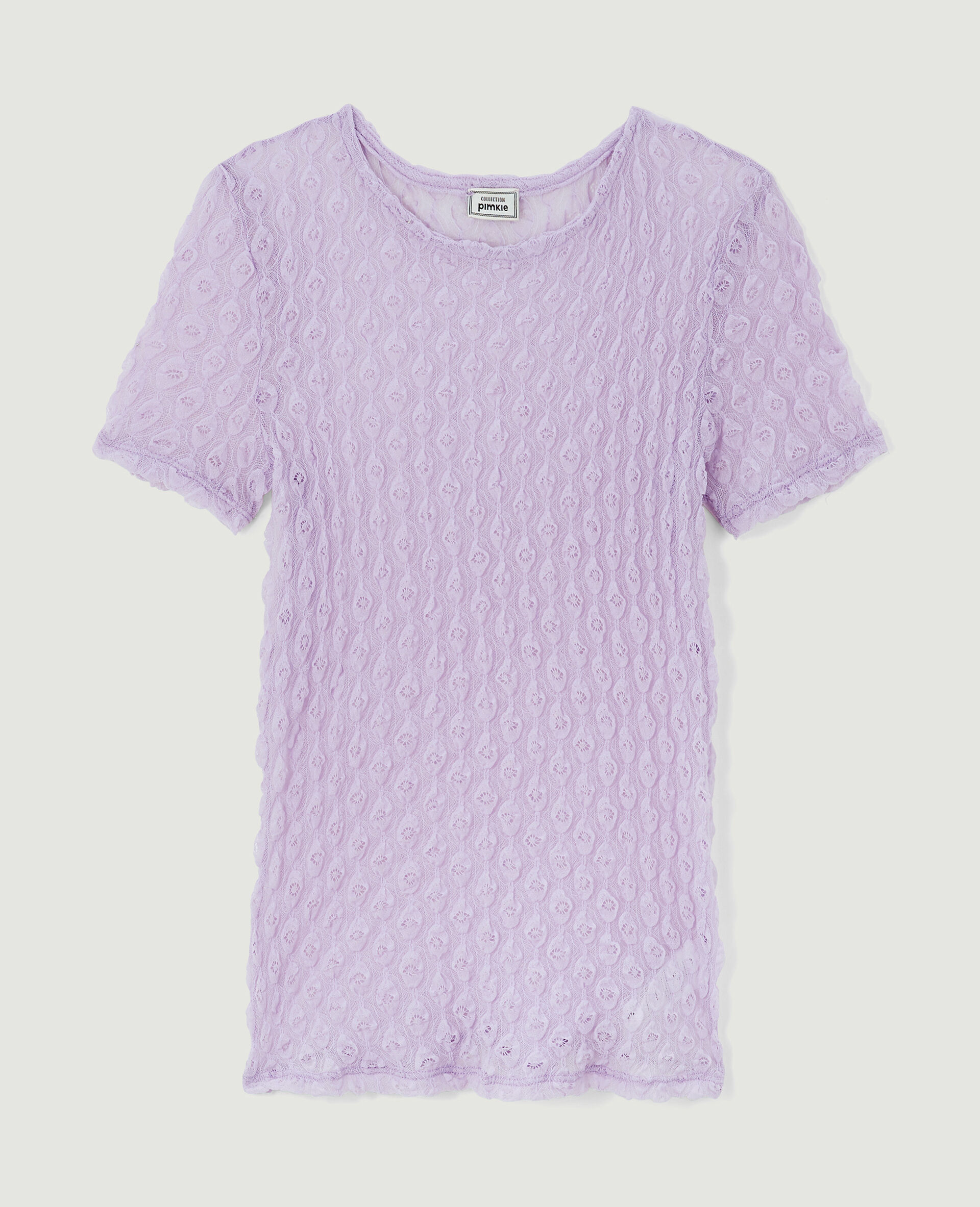 Top en dentelle tissu reliefé - Lilas