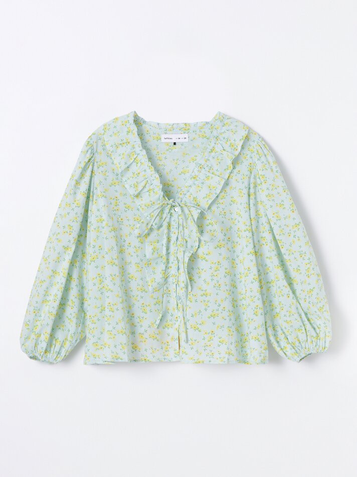 Camisa com babados - Azul celeste
