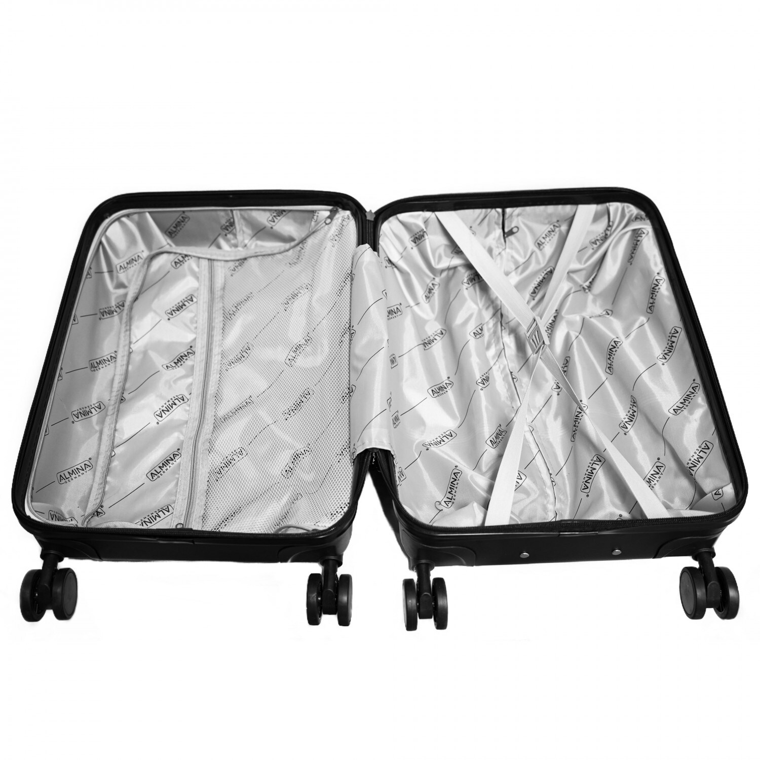 3 Tlg. Reisekoffer- Set Schwarz mit 4 Räder 360° drehbar Hartschale