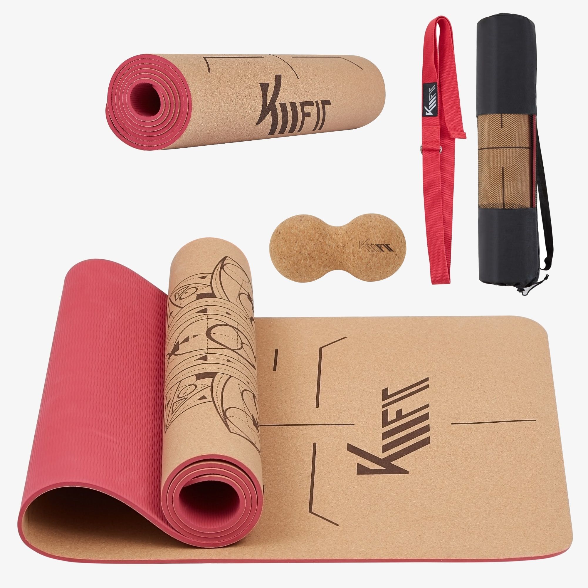KM-Fit Tpe Yogamatte 183 x 61 cm pink