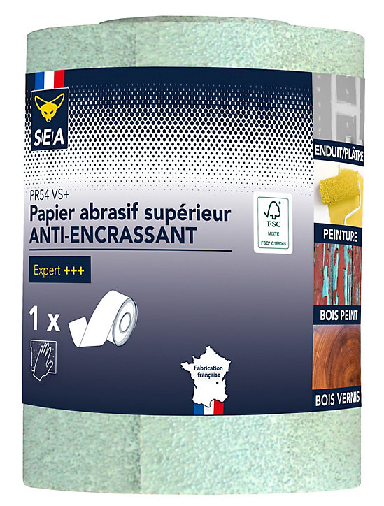 Feuille abrasive 115 mm x 5 m grain 40 anti-encrassement en rouleau