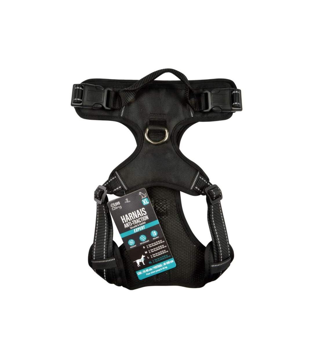 Paris Prix - Harnais Anti-traction Pour Chien sécurité 81-100cm Noir