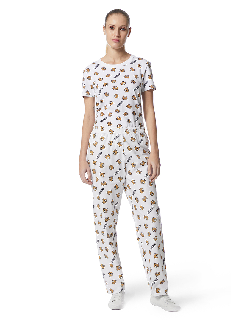 Ladies' White Pajama Pants with Print