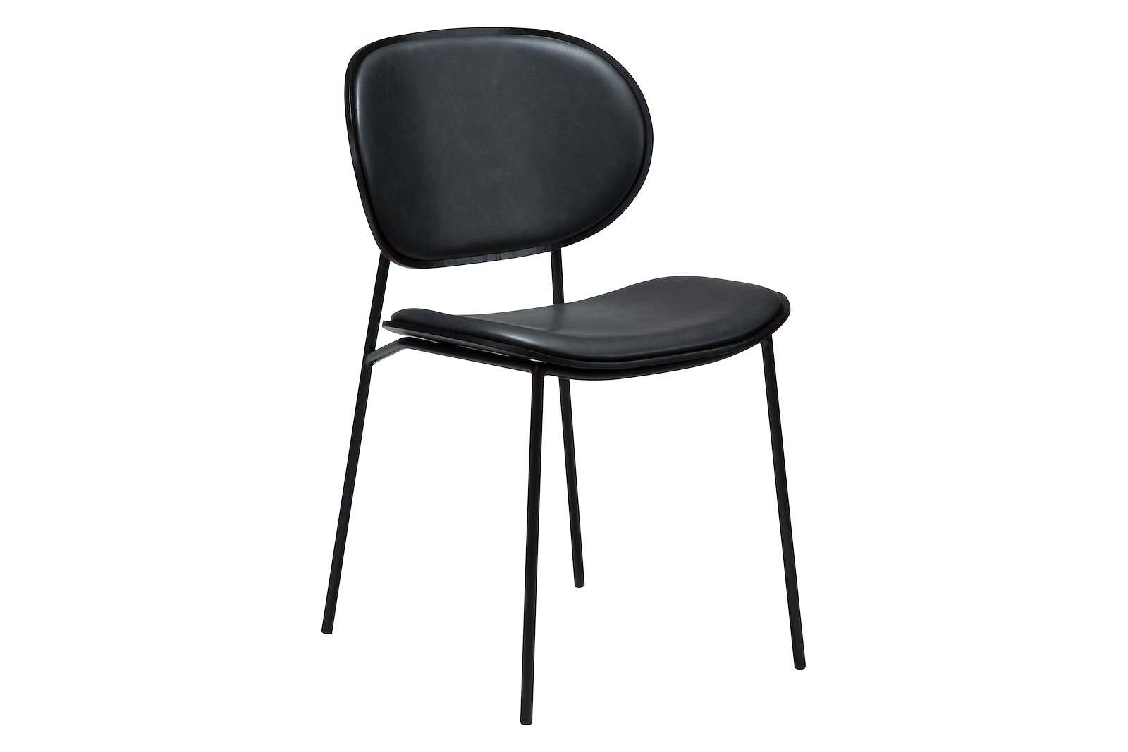Clementina spisestol PU Raven Black med sortbeiset rygg og sorte ben.