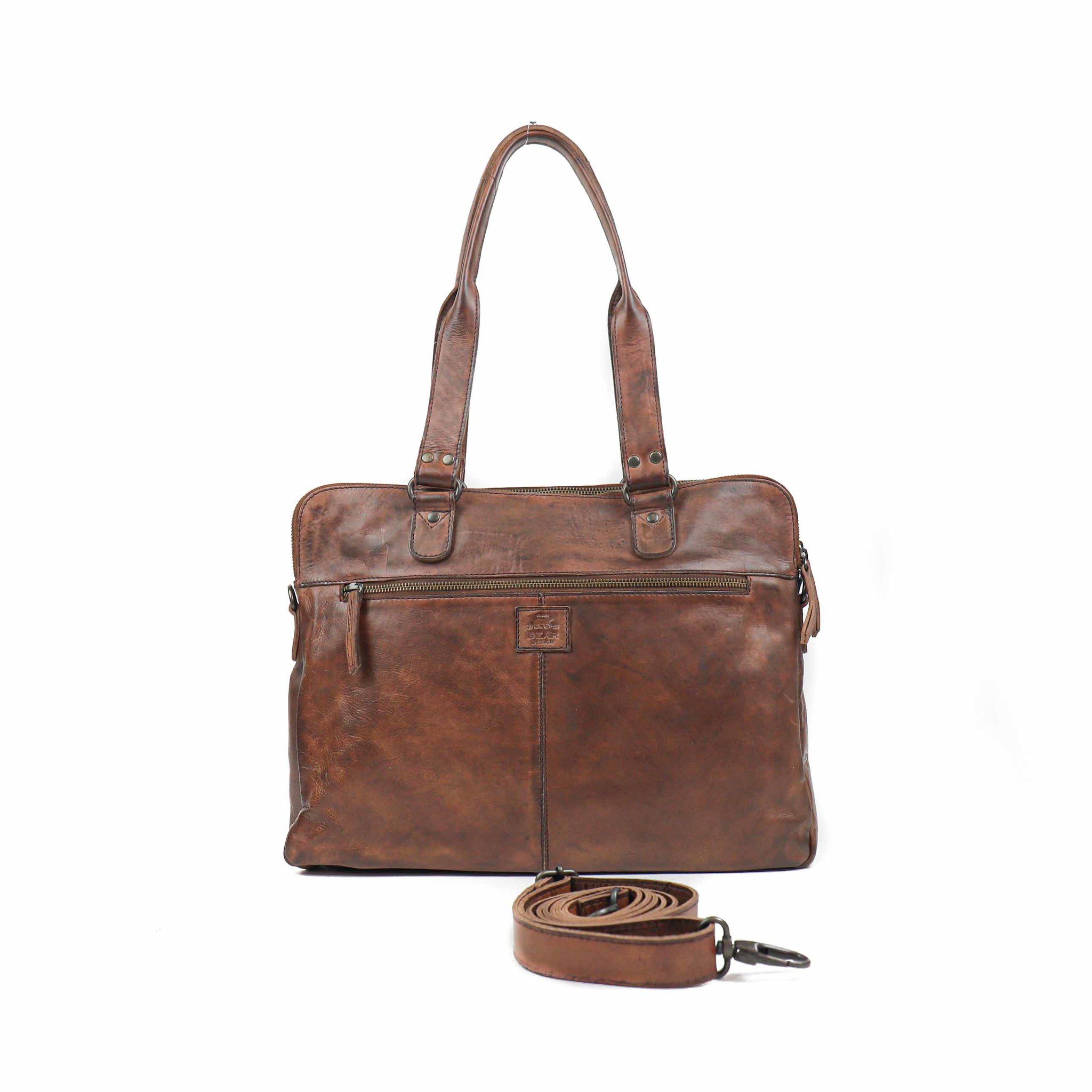 Bear Design Cow Lavato Handtas Lia 13,3 inch Dark Brown CL35220