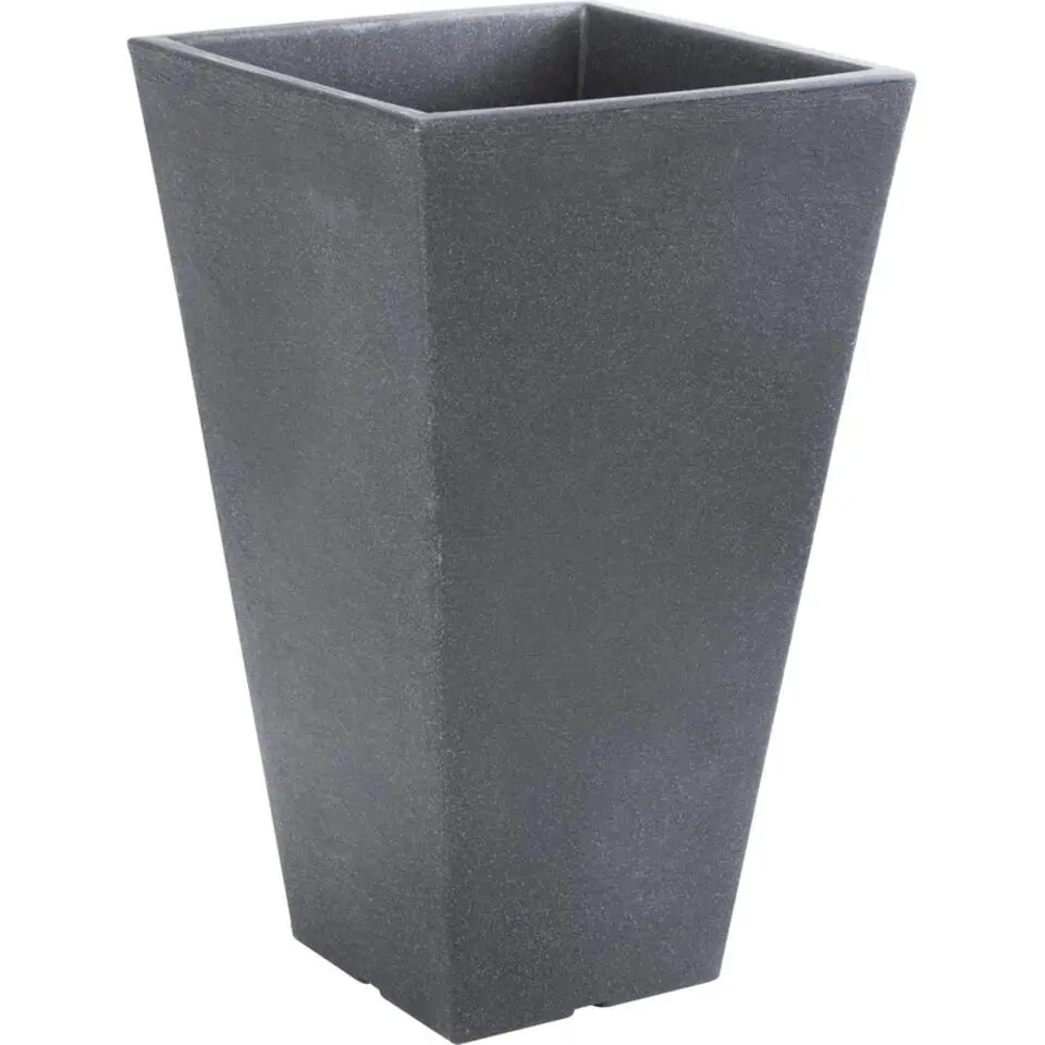 Hoge bloempot - buiten - kunststof - antraciet - 24 x 24 x 35 cm